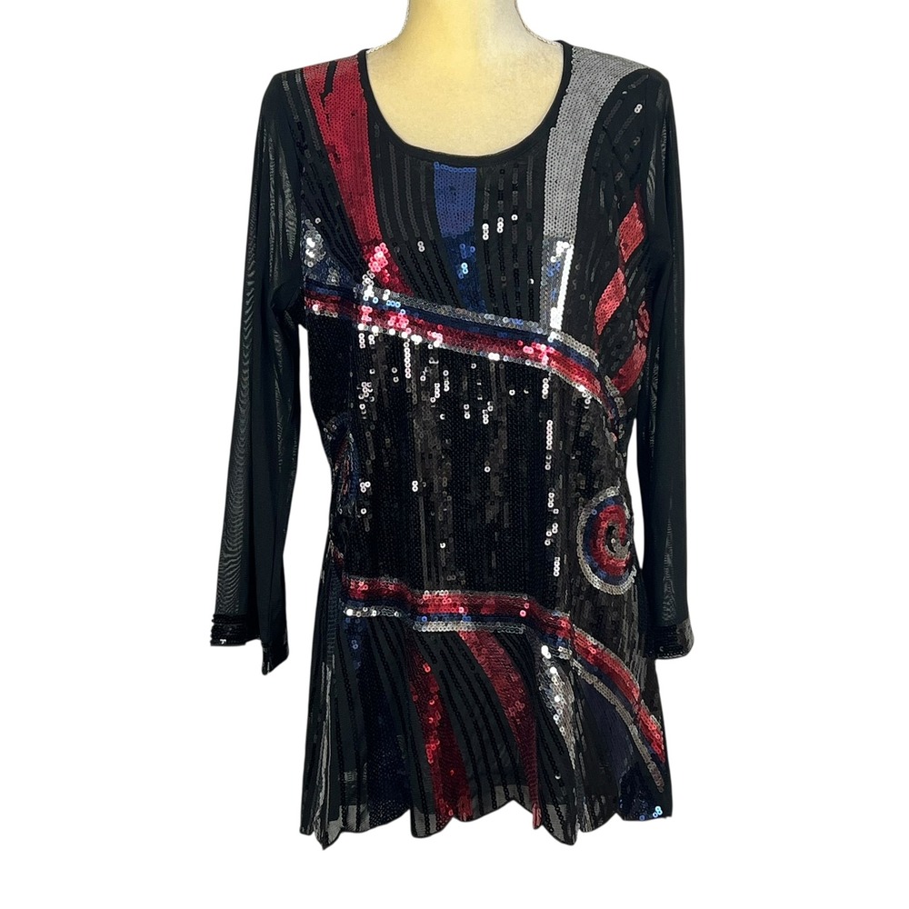 Ameri Mode Sequin Art Deco Style Mesh Long Sleeve… - image 14
